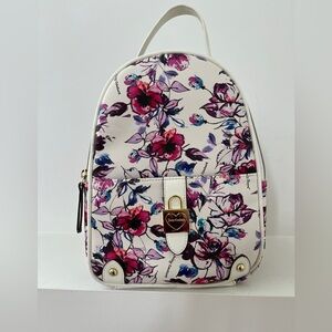 JUICY COUTURE Lock N Heart Mini Backpack Cream Multi-Colour Floral Rose Girly